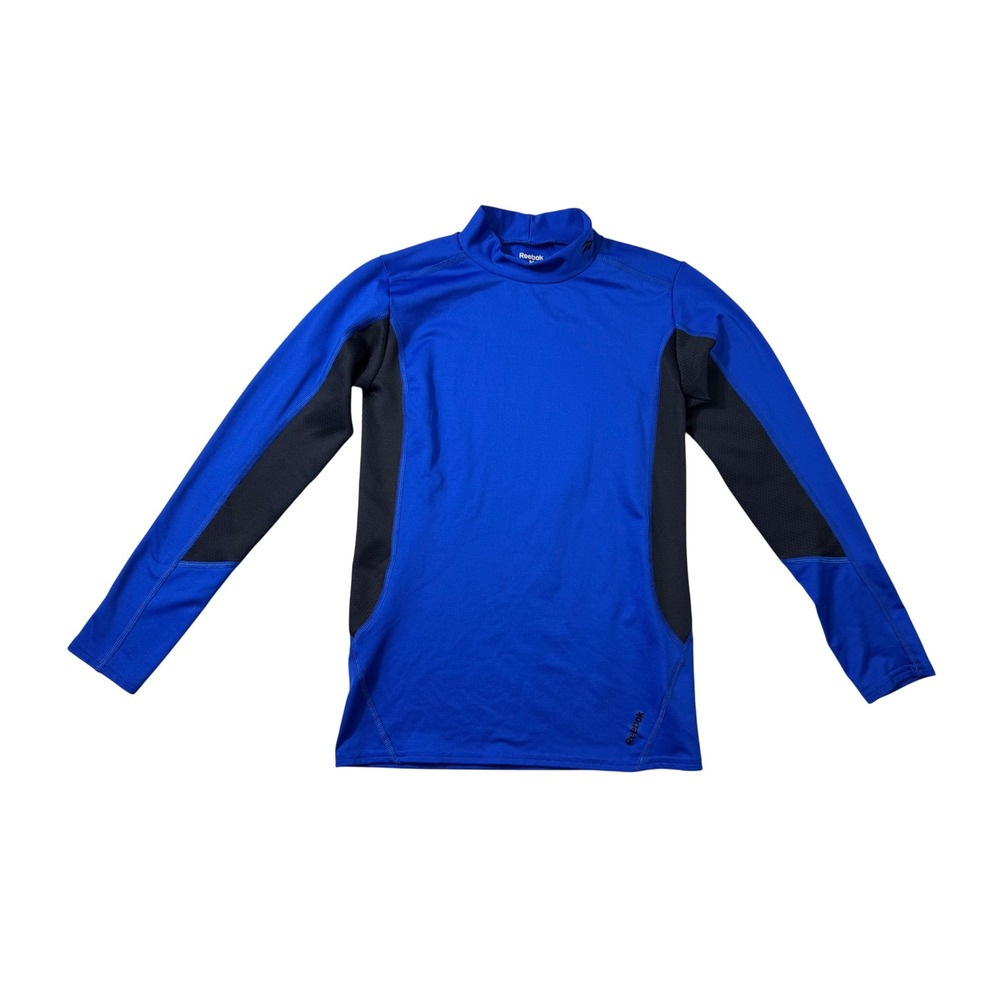 Reebok Boys‎ Long Sleeve Mock Neck Athletic Shirt Top in Blue Black Size Medium